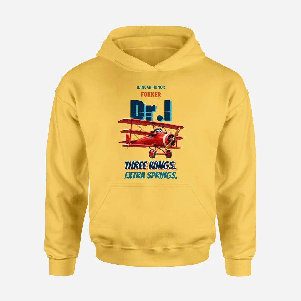 Fokker Dr.I - Three wings. Extra springs. design on yellow hoodie single side
