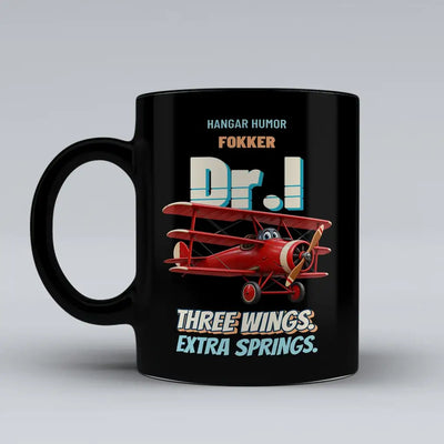 Fokker Dr.I - Three wings. Extra springs. design on black ceramic mug