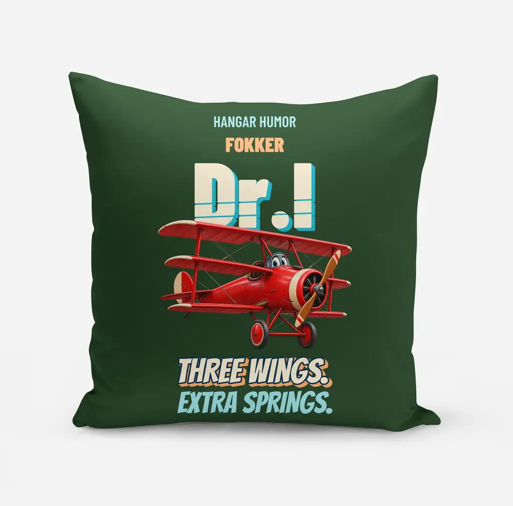 Fokker Dr.I - Three wings. Extra springs. design on dark green pillow