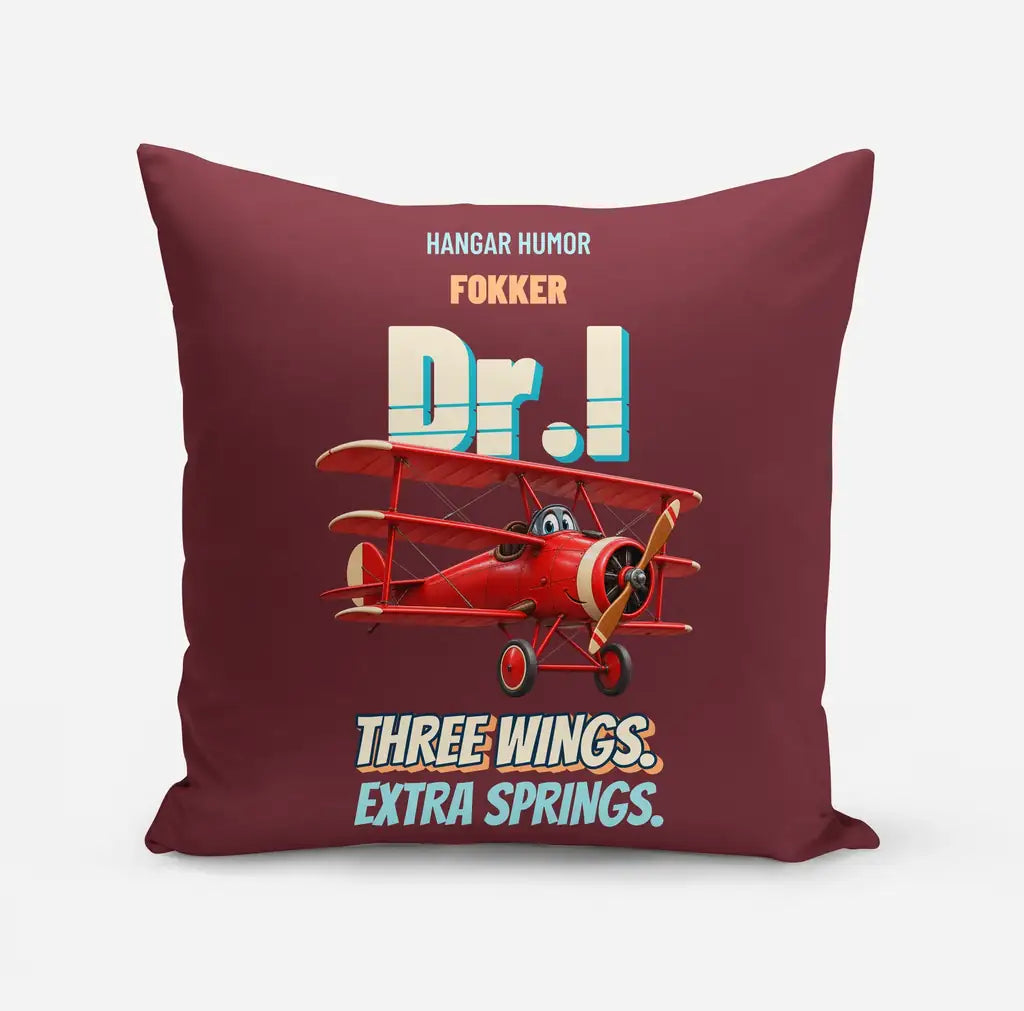 Fokker Dr.I - Three wings. Extra springs. design on dark red pillow