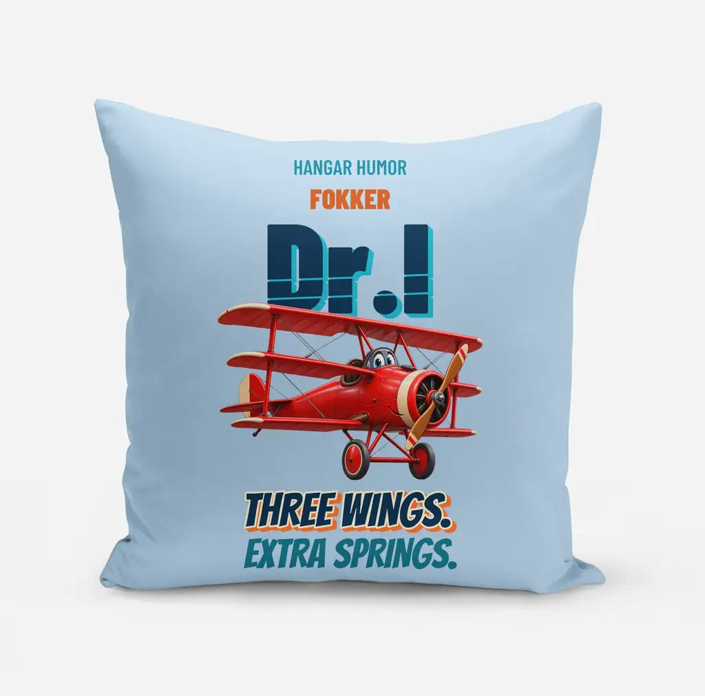 Fokker Dr.I - Three wings. Extra springs. design on light blue pillow