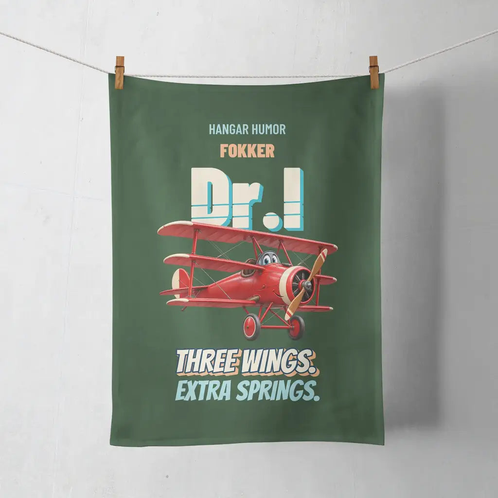 Fokker Dr.I - Three wings. Extra springs. design on dark green towel