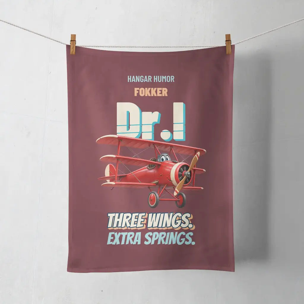 Fokker Dr.I - Three wings. Extra springs. design on dark red towel