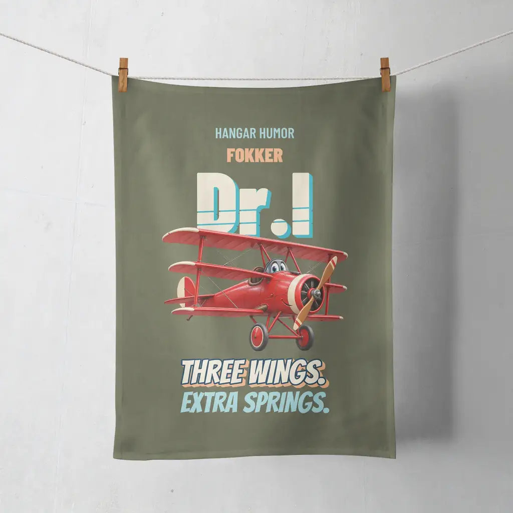Fokker Dr.I - Three wings. Extra springs. design on green army towel