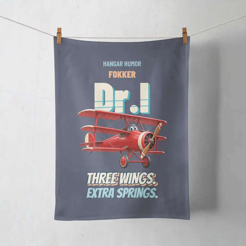 Fokker Dr.I - Three wings. Extra springs. design on navy blue towel