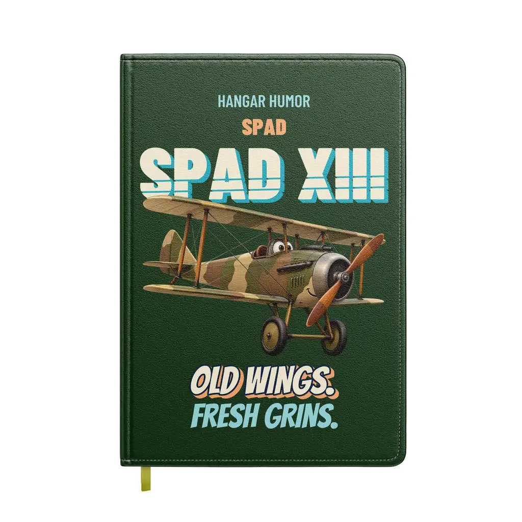 SPAD XIII - Old wings. Fresh grins. design on dark green notebook