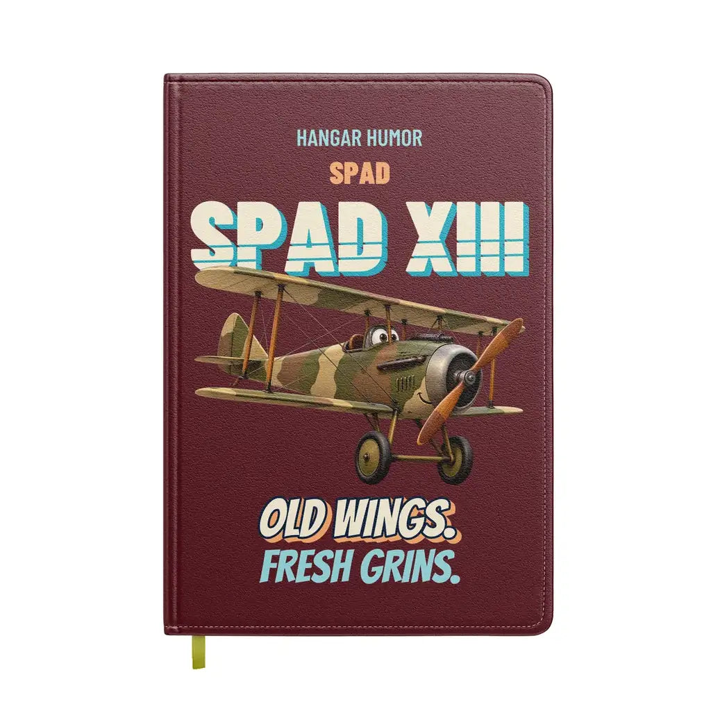 SPAD XIII - Old wings. Fresh grins. design on dark red notebook