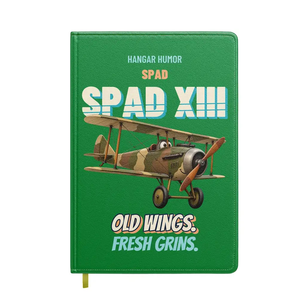 SPAD XIII - Old wings. Fresh grins. design on green notebook