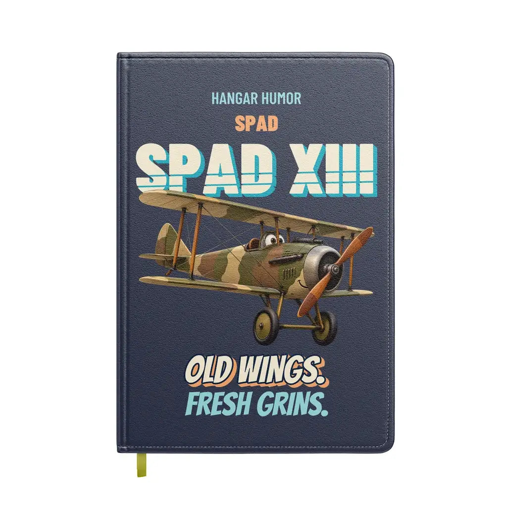 SPAD XIII - Old wings. Fresh grins. design on navy blue notebook