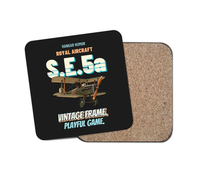 Royal Aircraft Factory S.E.5a - Vintage frame. Playful game. design on black 1 piece coaster