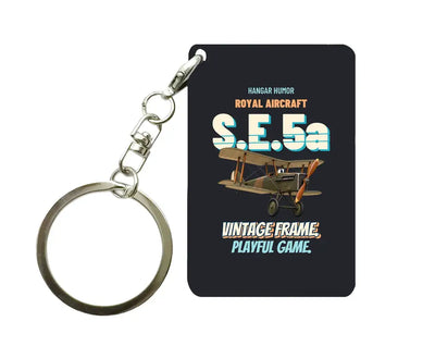 Royal Aircraft Factory S.E.5a - Vintage frame. Playful game. design on black key chain
