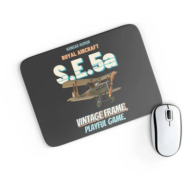 Royal Aircraft Factory S.E.5a - Vintage frame. Playful game. design on black rectangle mouse pad
