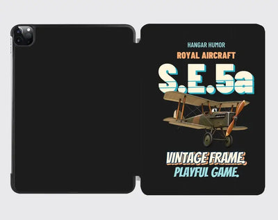 Royal Aircraft Factory S.E.5a - Vintage frame. Playful game. design on black ipad tablet case