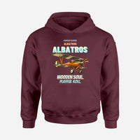 Thumbnail for Albatros D.Va - Wooden soul. Playful roll. design on dark red hoodie single side