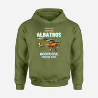 Thumbnail for Albatros D.Va - Wooden soul. Playful roll. design on green army hoodie single side