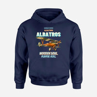 Thumbnail for Albatros D.Va - Wooden soul. Playful roll. design on navy blue hoodie single side