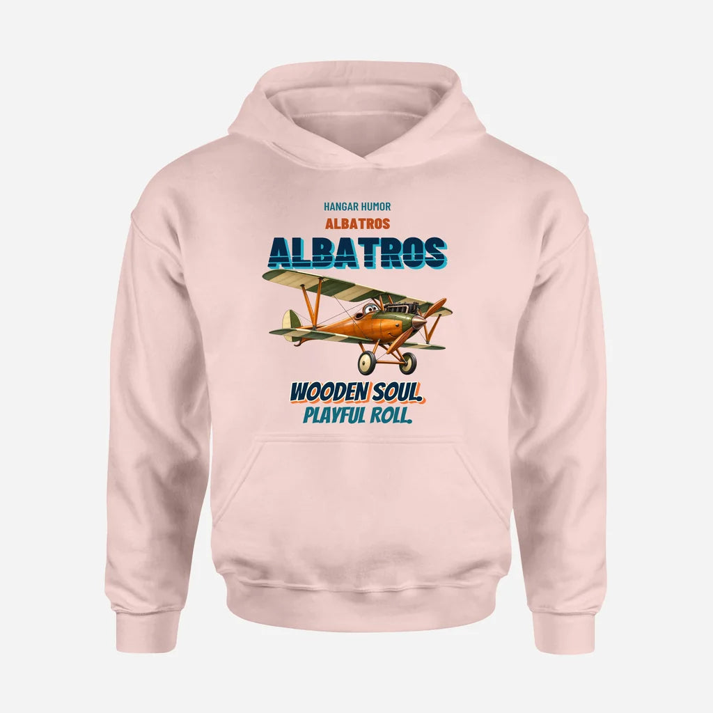 Albatros D.Va - Wooden soul. Playful roll. design on pink hoodie single side
