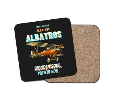 Albatros D.Va - Wooden soul. Playful roll. design on black 1 piece coaster