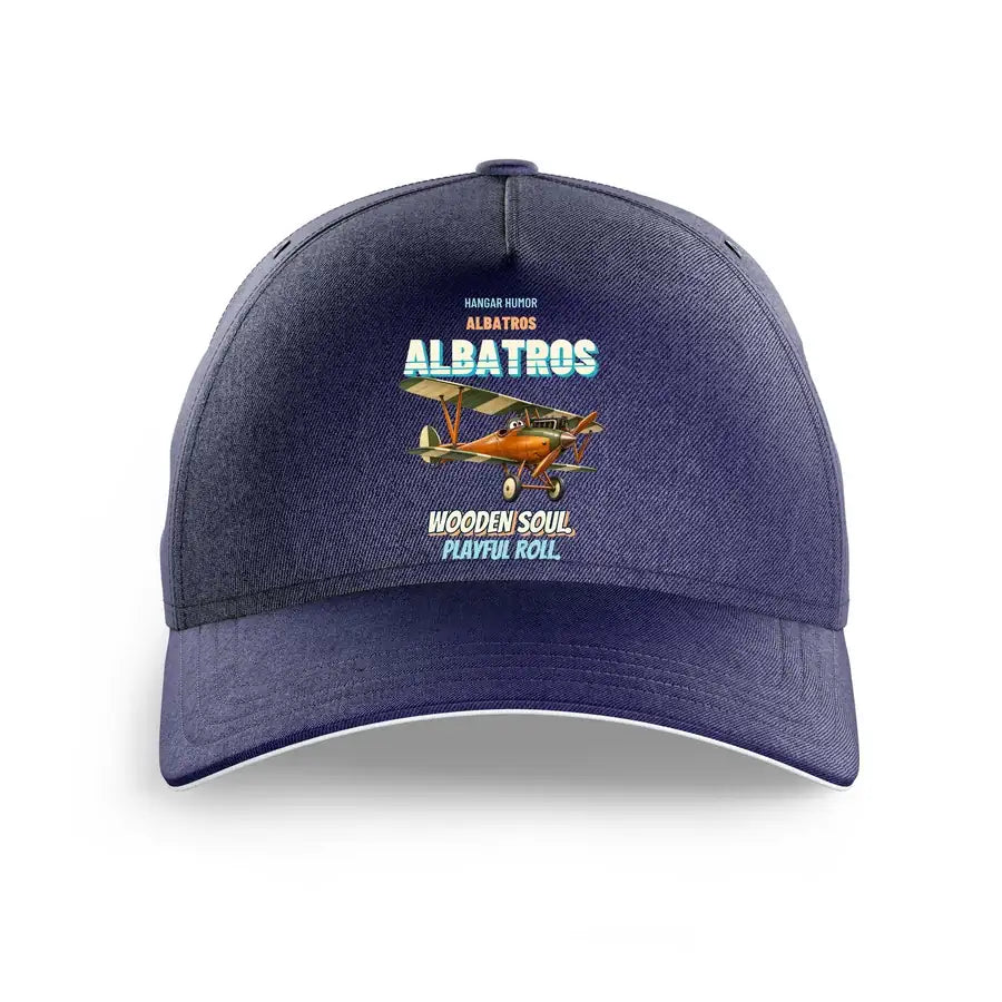 Albatros D.Va - Wooden soul. Playful roll. design on dark blue printed hat