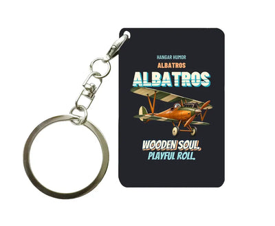 Albatros D.Va - Wooden soul. Playful roll. design on black key chain