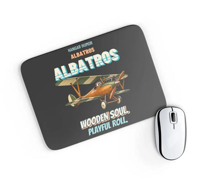 Albatros D.Va - Wooden soul. Playful roll. design on black rectangle mouse pad