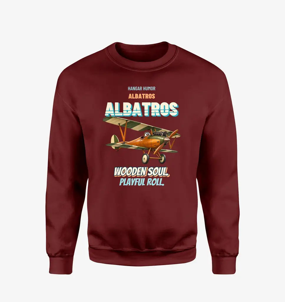 Albatros D.Va - Wooden soul. Playful roll. design on wine red sweatshirt