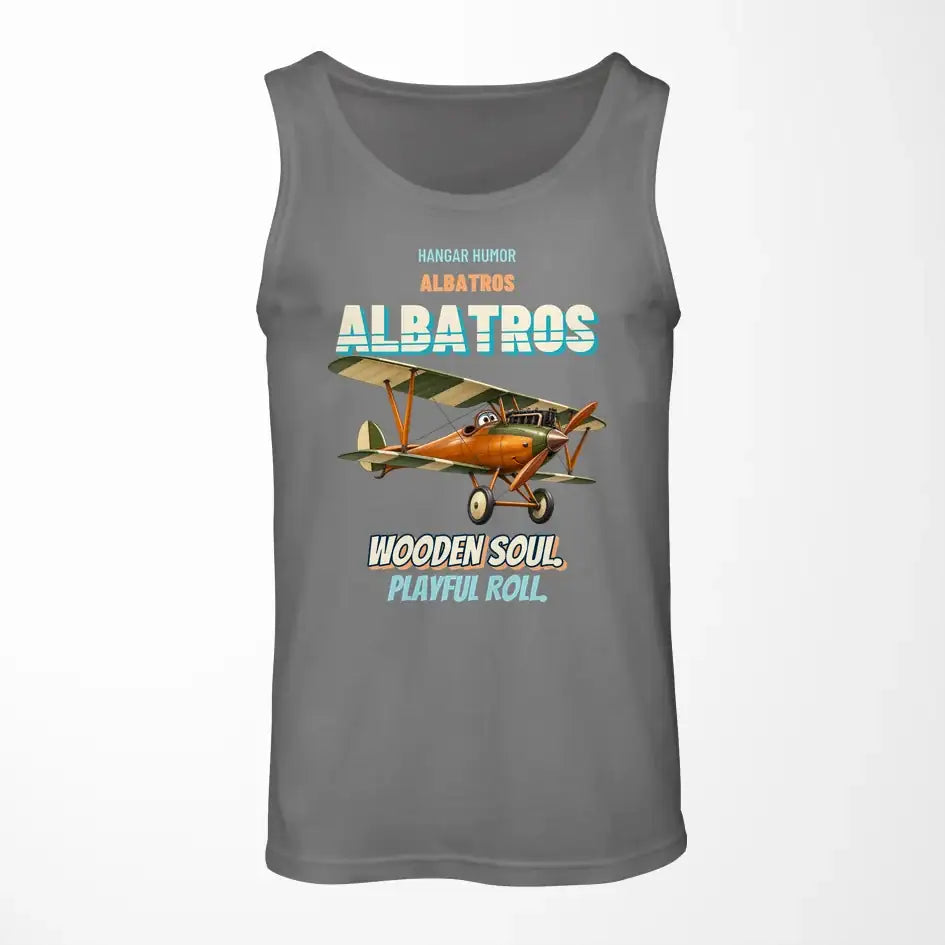 Albatros D.Va - Wooden soul. Playful roll. design on gray tank top