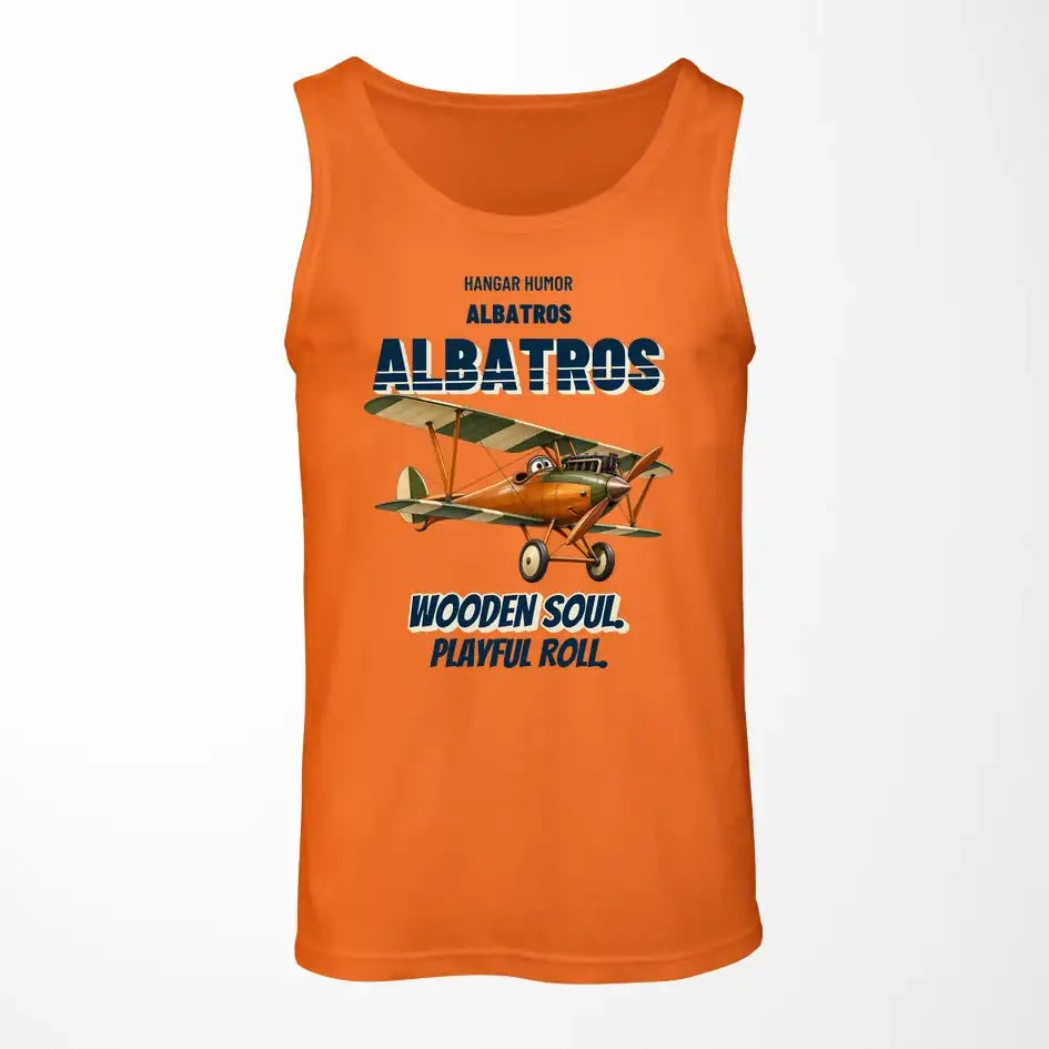 Albatros D.Va - Wooden soul. Playful roll. design on orange tank top