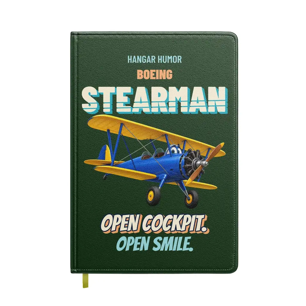 Boeing Stearman PT-17 - Open cockpit. Open smile. design on dark green notebook