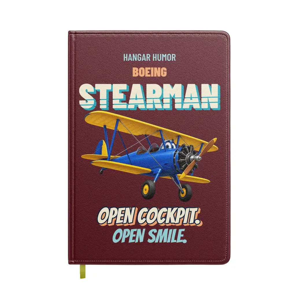 Boeing Stearman PT-17 - Open cockpit. Open smile. design on dark red notebook
