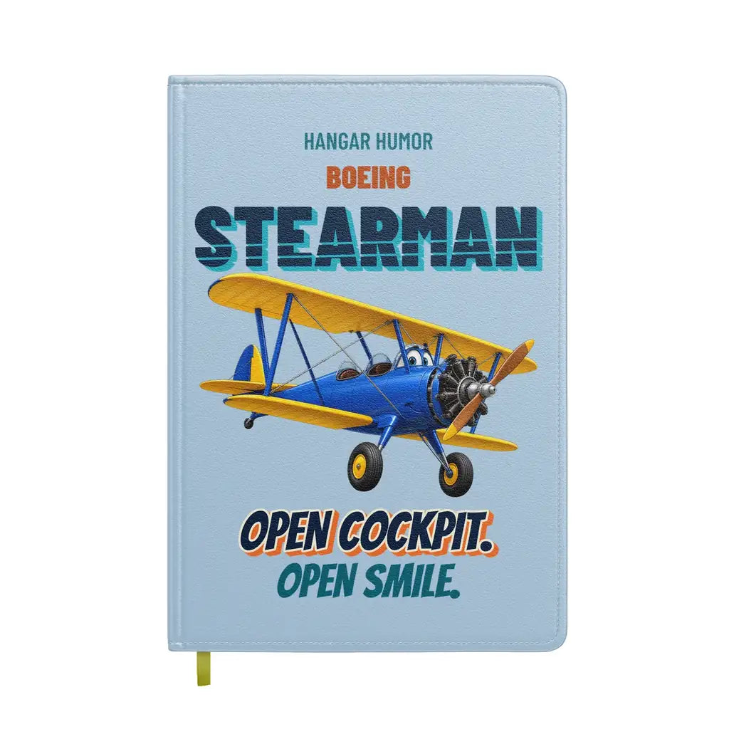 Boeing Stearman PT-17 - Open cockpit. Open smile. design on light blue notebook
