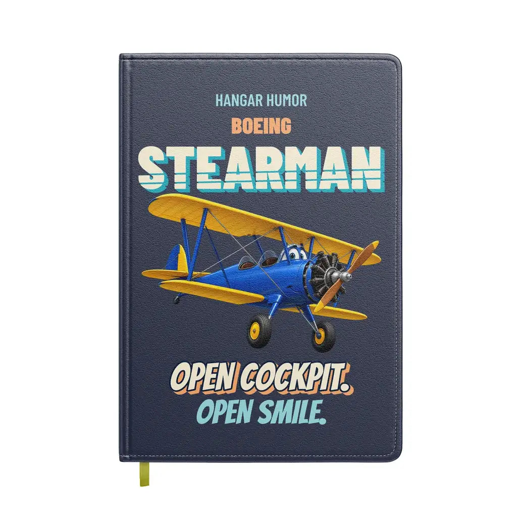 Boeing Stearman PT-17 - Open cockpit. Open smile. design on navy blue notebook