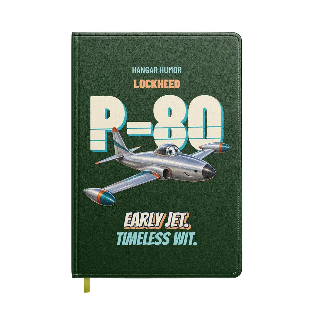 Lockheed P-80 Shooting Star - Early jet. Timeless wit. design on dark green notebook