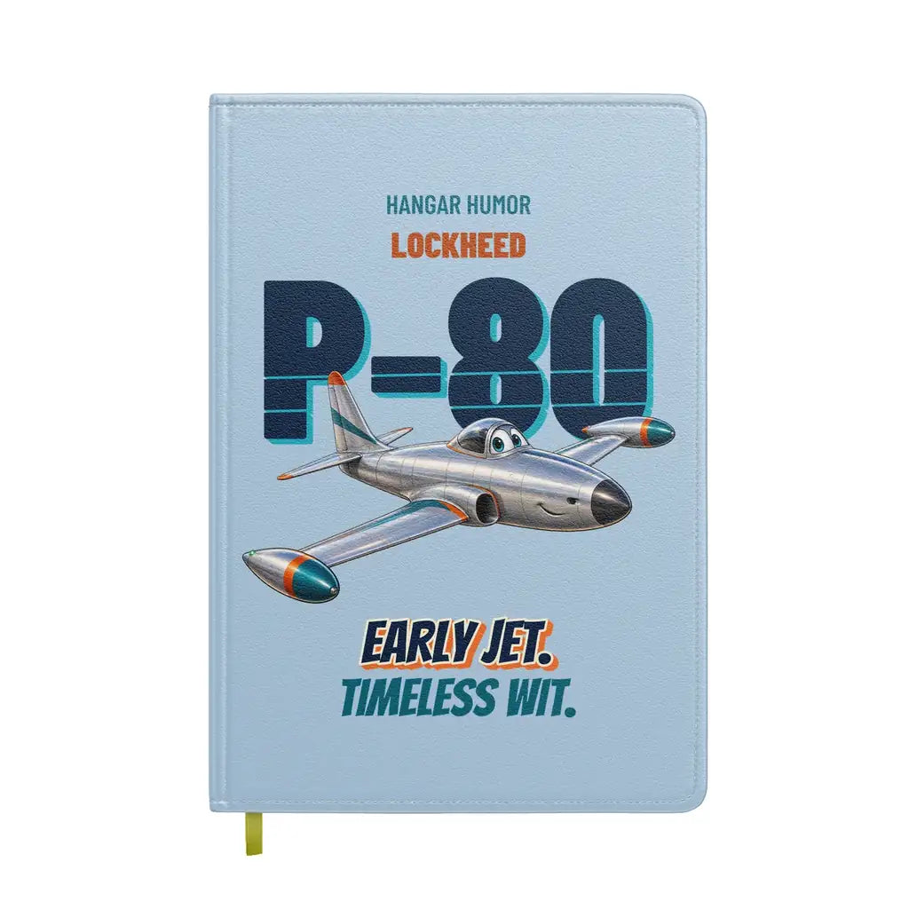 Lockheed P-80 Shooting Star - Early jet. Timeless wit. design on light blue notebook
