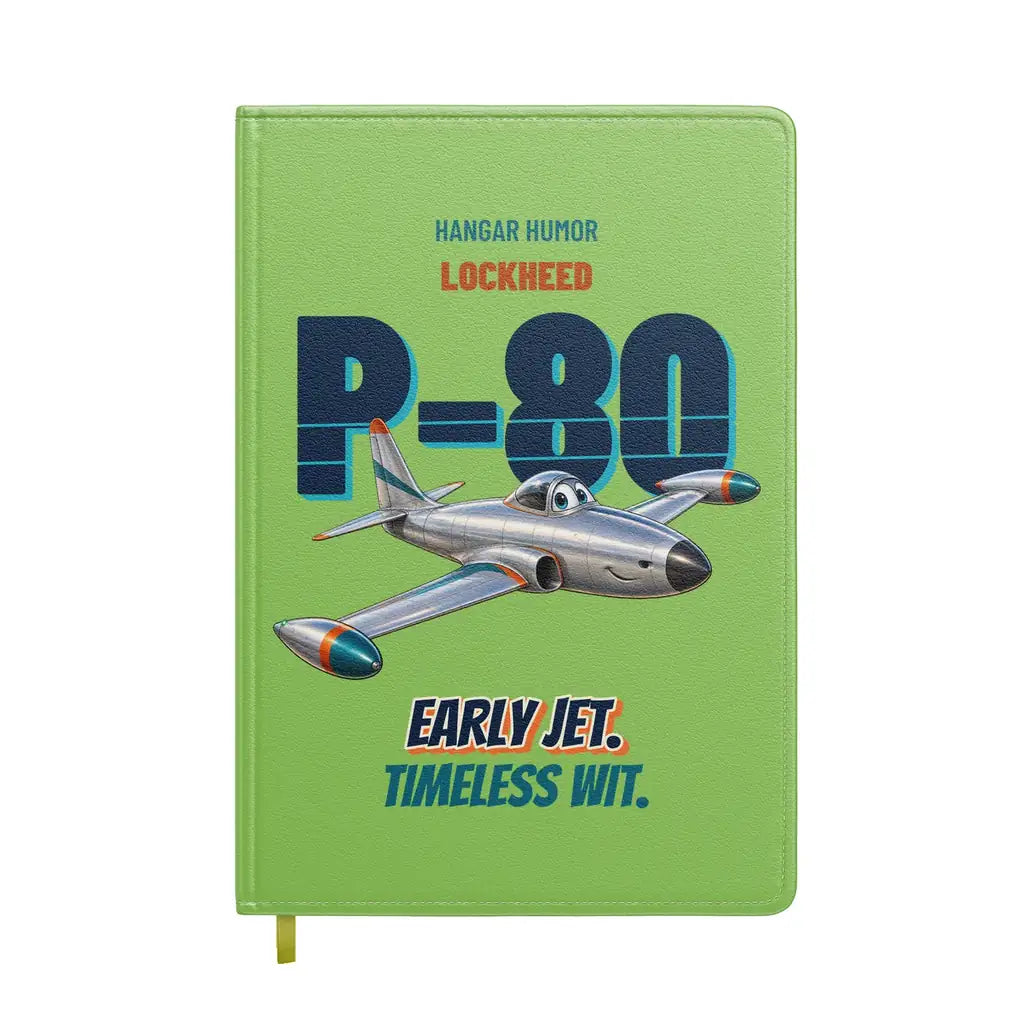 Lockheed P-80 Shooting Star - Early jet. Timeless wit. design on light green notebook
