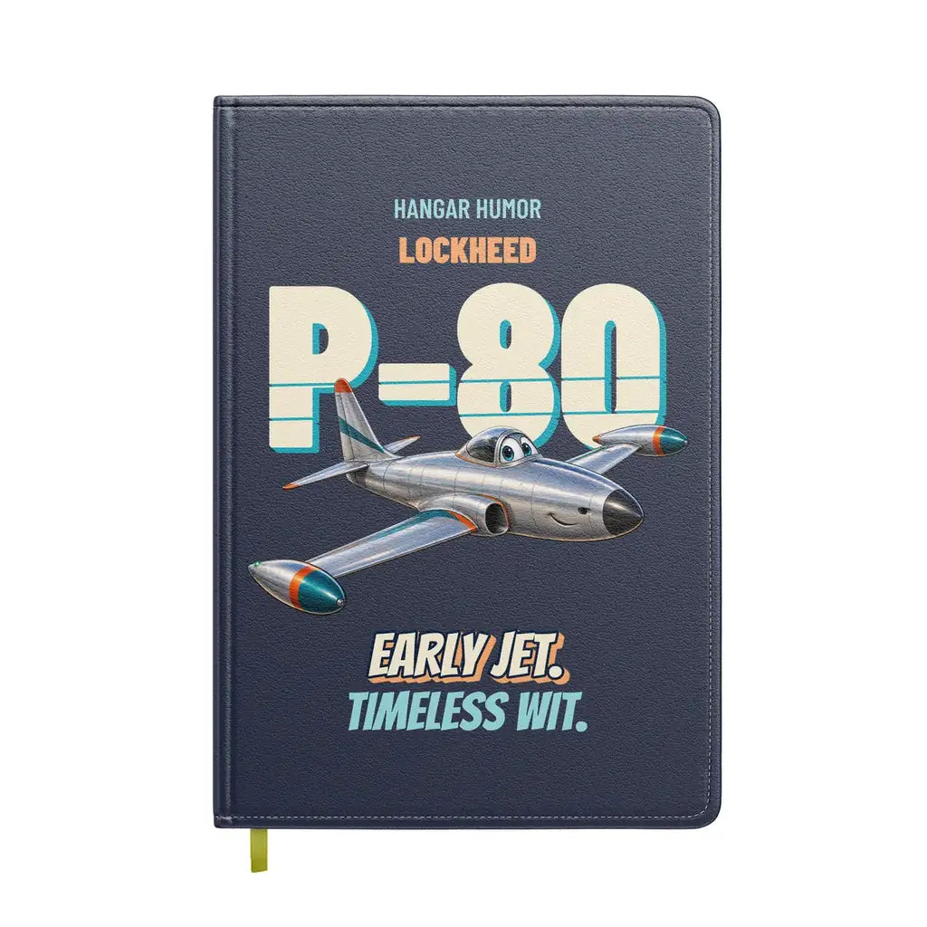 Lockheed P-80 Shooting Star - Early jet. Timeless wit. design on navy blue notebook