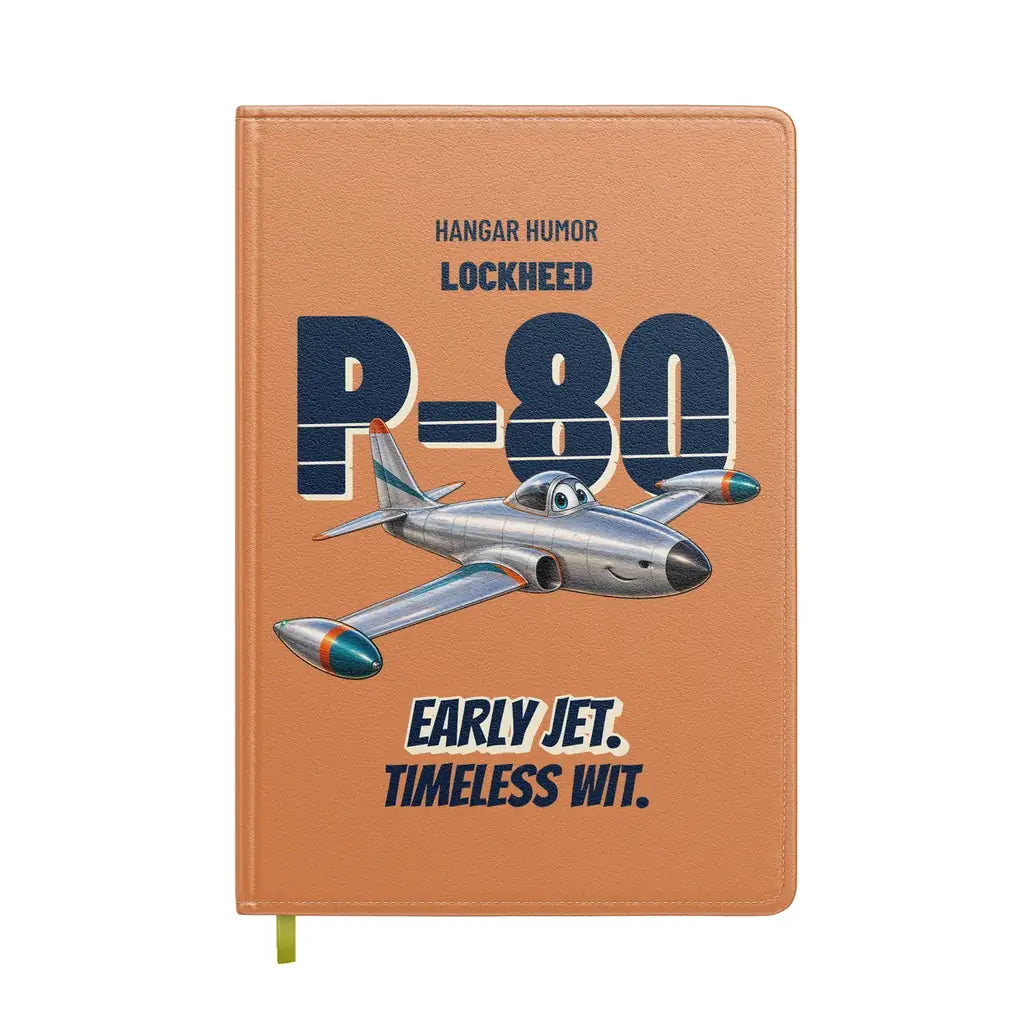 Lockheed P-80 Shooting Star - Early jet. Timeless wit. design on orange notebook