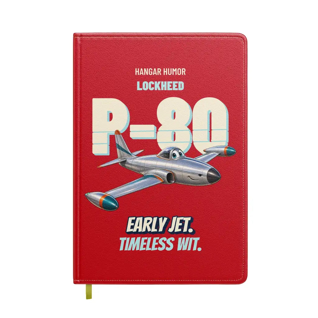 Lockheed P-80 Shooting Star - Early jet. Timeless wit. design on red notebook
