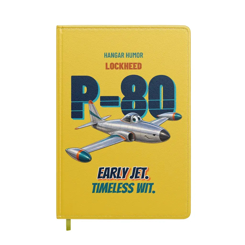 Lockheed P-80 Shooting Star - Early jet. Timeless wit. design on yellow notebook