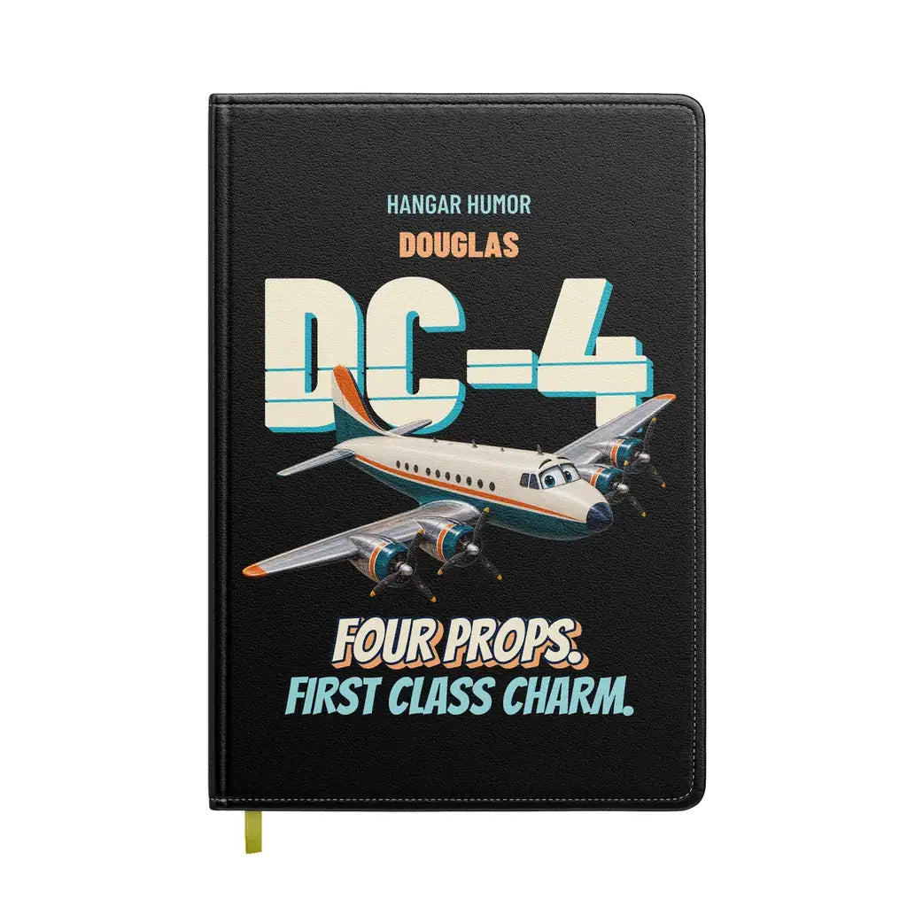 Douglas DC-4 - Four props. First class charm. design on black notebook