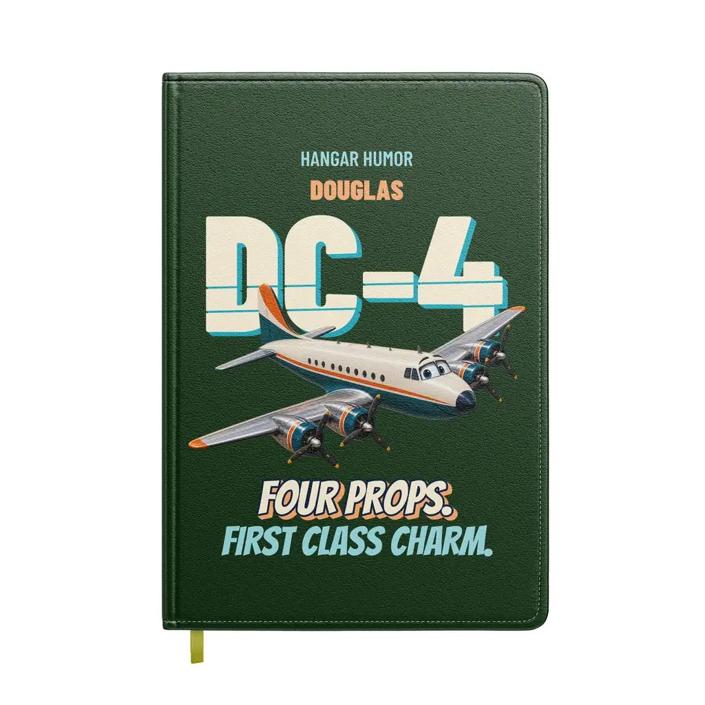 Douglas DC-4 - Four props. First class charm. design on dark green notebook