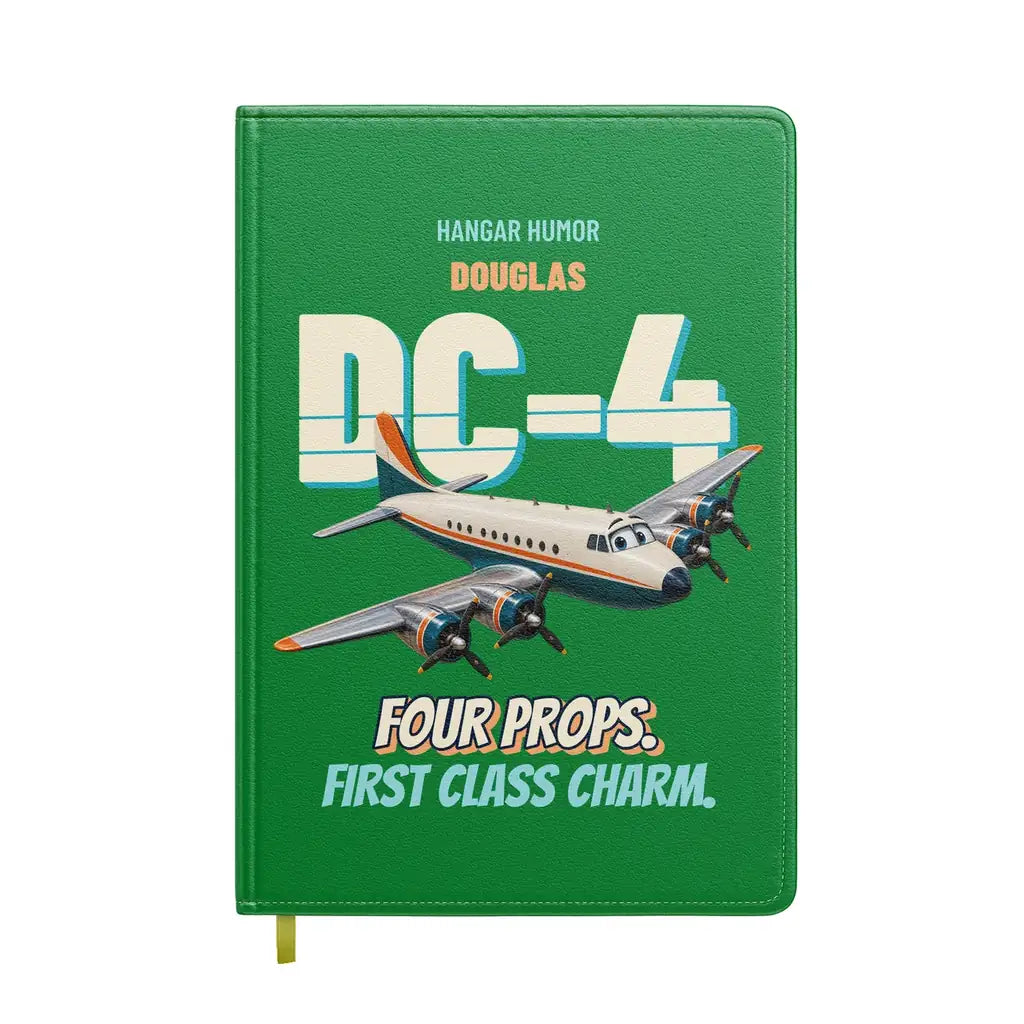 Douglas DC-4 - Four props. First class charm. design on green notebook