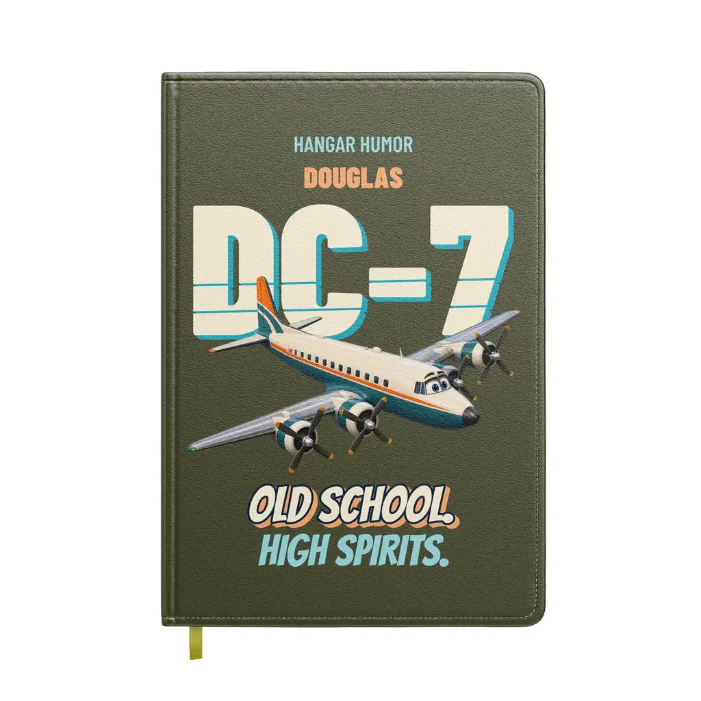 Douglas DC-7B - Old school. High spirits. design on green army notebook