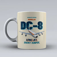Thumbnail for Douglas DC-8-63 - Long jet. Short temper. design on beige ceramic mug