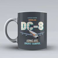 Thumbnail for Douglas DC-8-63 - Long jet. Short temper. design on gray ceramic mug