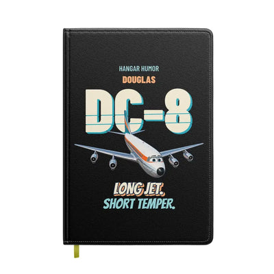 Douglas DC-8-63 - Long jet. Short temper. design on black notebook