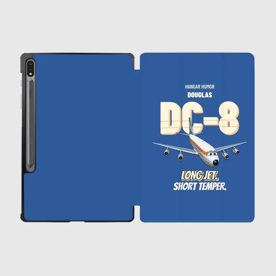 Douglas DC-8-63 - Long jet. Short temper. design on blue samsung tablet tablet case
