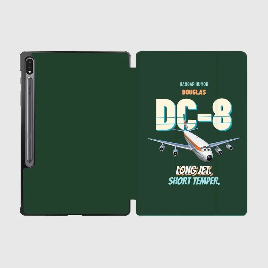 Douglas DC-8-63 - Long jet. Short temper. design on dark green samsung tablet tablet case