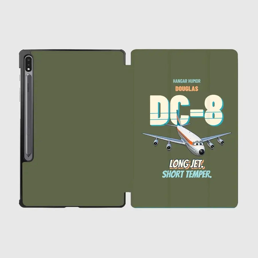 Douglas DC-8-63 - Long jet. Short temper. design on green army samsung tablet tablet case