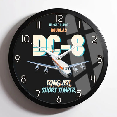 Douglas DC-8-63 - Long jet. Short temper. design on black framed wall clock